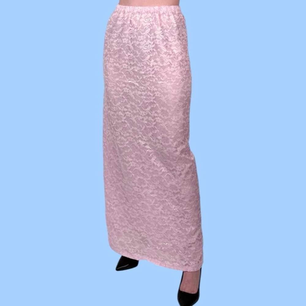 Vintage Pink Lace Fairycore Maxi Skirt